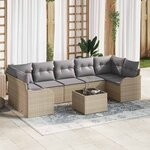 vidaXL Ensemble de canapé de jardin 8 Pièces Beige 55 x 55 x 37 cm