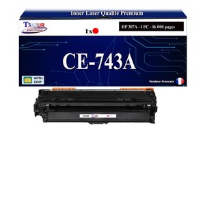 T3AZUR -Toner compatible avec HP CE743A (307A) pour HP Color LaserJet CP5220 CP5225 - Magenta