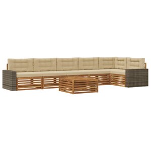 vidaXL Ensemble de canapés d'extérieur 7 pc Naturel et Beige Polyester