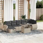 vidaXL Salon de jardin 8 Pièces avec coussins gris clair résine tressée