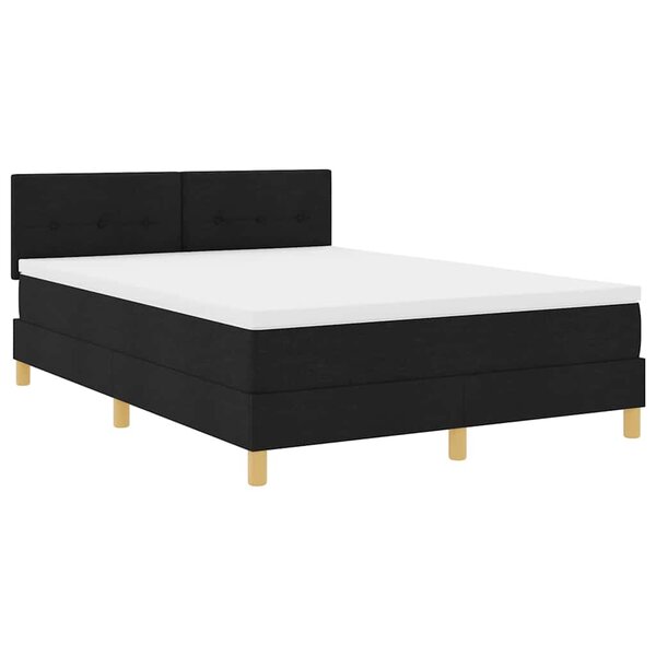 vidaXL Lit avec sommier avec matelas & LED Noir 140x200 cm Tissu