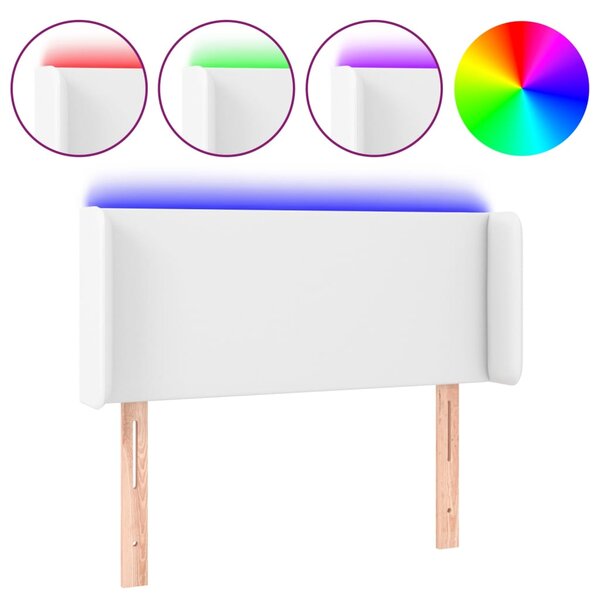 vidaXL Tête de lit à LED Blanc 103x16x78/88 cm Similicuir
