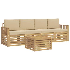 vidaXL Ensemble de canapés d'extérieur 5 pc Blanc et Beige Polyester