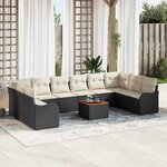 vidaXL Ensemble de canapé de jardin 11 Pièces Noir et blanc