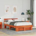 vidaXL Cadre de lit Marron cire 140 x 190 cm Bois massif en pin