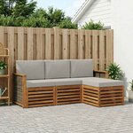 vidaXL Ensemble de canapés d'extérieur 4 Pièces Naturel et gris clair