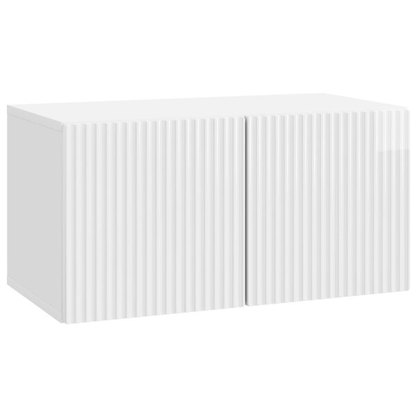 vidaXL Meuble TV mural 59 5 x 31 x 30 cm Blanc brillant