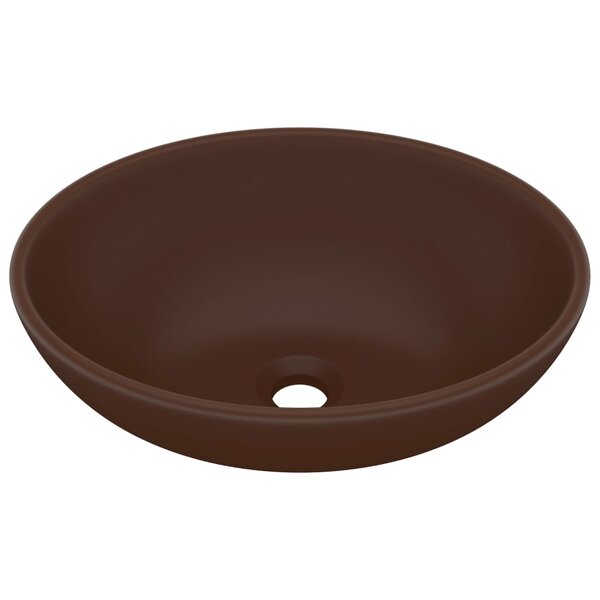 vidaXL Lavabo ovale de luxe Marron foncé mat 40x33 cm Céramique