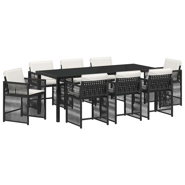vidaXL Ensemble de salle à manger pour jardin 9 Pièces Noir polyrotin