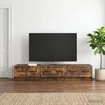 vidaXL Meuble TV 147 x 34 5 x 27 cm Chêne fumé Bois d'ingénierie