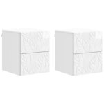 vidaXL Cabinet de chevet mural 2 Pièces Blanc brillant 34 5 x 33 x 40 cm
