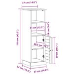 vidaXL Cabinet de salle de bain VIGO marron miel 37 x 34 x 110 cm