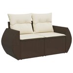 vidaXL Salon de jardin avec coussins 7 Pièces marron résine tressée