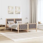 vidaXL Cadre de lit avec tête de lit Taupe 140 x 200 cm Pin massif