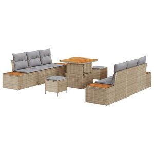 vidaXL Ensemble de canapé de jardin 9 Pièces Beige et Gris clair
