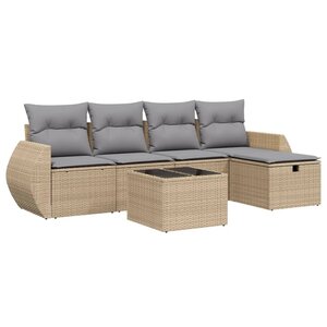 vidaXL Salon de jardin avec coussins 6Pièces mélange beige résine tressée
