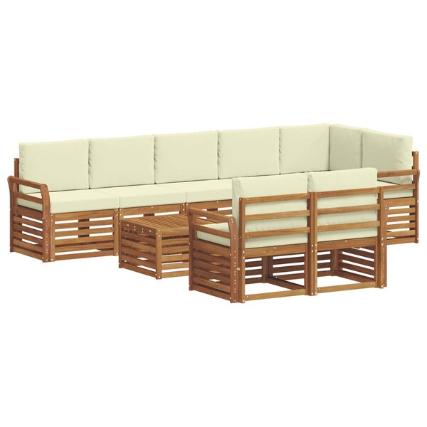 vidaXL Ensemble de canapés d'extérieur 9 pc Naturel et Crème Polyester