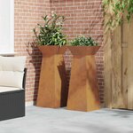vidaXL Jardinière à pilier 2 Pièces Argent 40 x 40 x 100 cm Acier