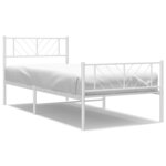 vidaXL Cadre de lit métal sans matelas et pied de lit blanc 107x203 cm