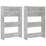 vidaXL Armoires à chaussures murales 2 Pièces Gris béton 60x18x90 cm