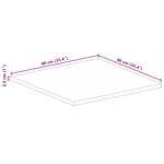 vidaXL Dessus de table 90x90x2 5 cm carré bois massif manguier