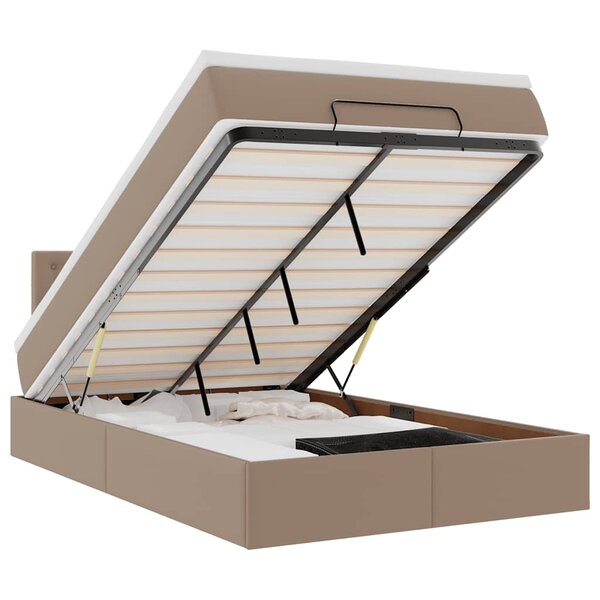 VidaXL Cadre de lit ottoman et matelas cappuccino 120x190cm similicuir