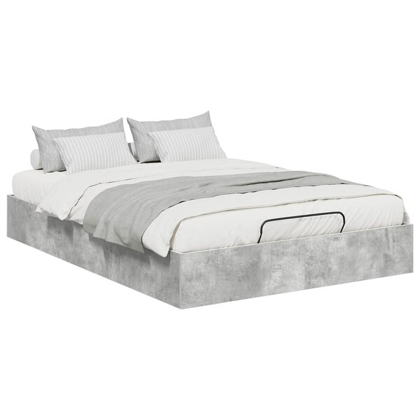 vidaXL Cadre de lit ottoman Gris béton 135 x 190 cm Bois d'ingénierie