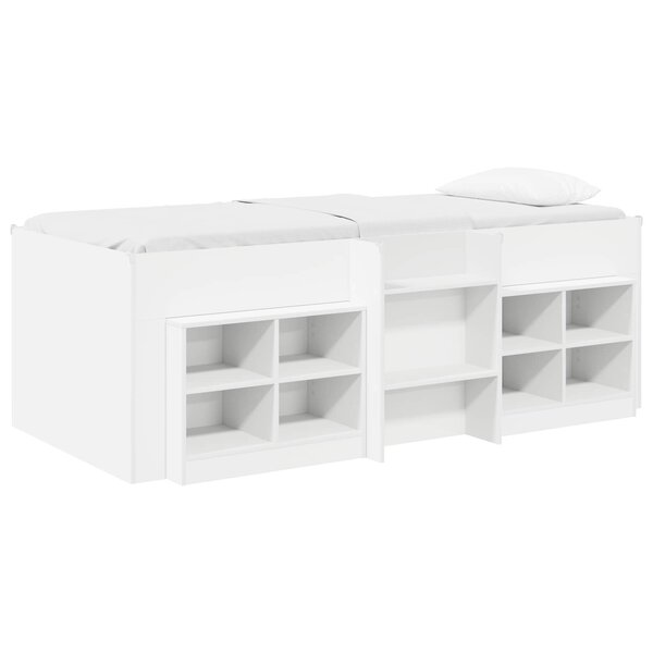 vidaXL Cadre de lit en loft avec armoire 3 Pièces Blanc Bois d'ingénierie