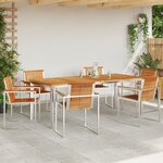 Ensemble de salle à manger de jardin 7 pièces en teck massif