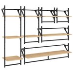 vidaXL Ensemble d'étagères murales avec barres 6 Pièces chêne sonoma