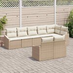 vidaXL Ensemble de canapé de jardin 8 Pièces Beige et blanc polyrotin
