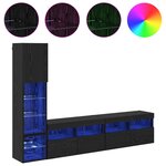 vidaXL Unité murale de TV avec LED 4 Pièces Chêne noir Bois d'ingénierie