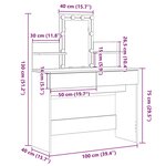 vidaXL Table de Toilette avec tiroir Chêne noir 100 x 40 x 130 cm