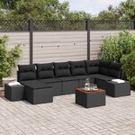 vidaXL Ensemble de canapé de jardin 8 Pièces Noir