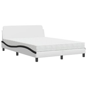 vidaXL Lit avec matelas Dover blanc et noir 140x190 cm similicuir