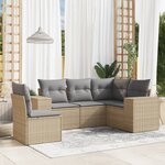 vidaXL Salon de jardin avec coussins 5 Pièces beige résine tressée
