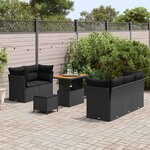 vidaXL Ensemble de canapé de jardin avec coussin 8 Pièces Noir polyrotin