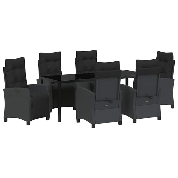 vidaXL Ensemble de salle à manger pour jardin 7 pc Noir polyrotin