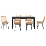 vidaXL Ensemble de Salle à Manger de Jardin 7 Pièces Marron Poly Rattan
