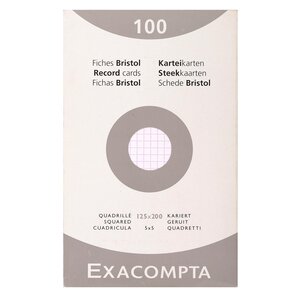 Étui De 100 Fiches - Bristol Quadrillé 5x5 Non Perforé 125x200mm - Blanc - X 12 - Exacompta