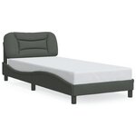 vidaXL Cadre de lit avec lumières LED gris foncé 90x200 cm tissu