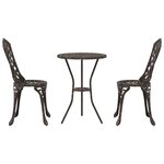 Set de Bistro de Jardin 3 Pièces en Aluminium Bronze