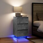 vidaXL Table de chevet avec lumières LED gris béton 38x34x65 cm