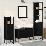 vidaXL Ensemble de mobilier de salle de bain avec stockage 4 Pièces Noir