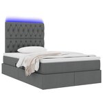 vidaXL Lit de rangement LED avec matelas Gris foncé 120 x 200 cm Tissu