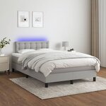 vidaXL Sommier à lattes de lit matelas LED gris clair 120x190 cm tissu