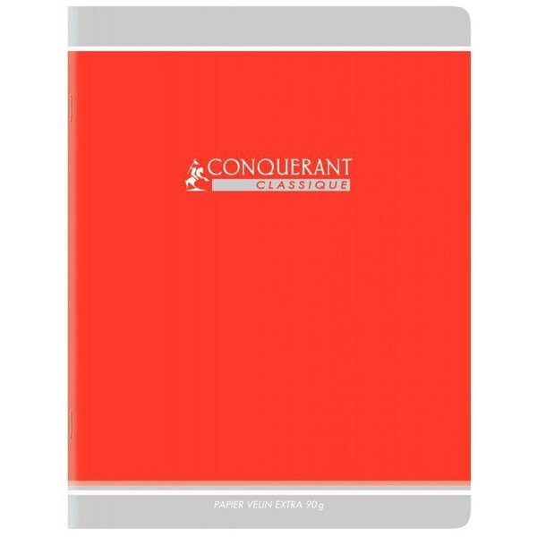 Cahier piqûre 140 pages seyès 90 g  couverture carte recyclée  format 17 x 22 cm CONQUERANT