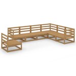 vidaXL Salon de jardin 7 Pièces marron miel bois de pin massif