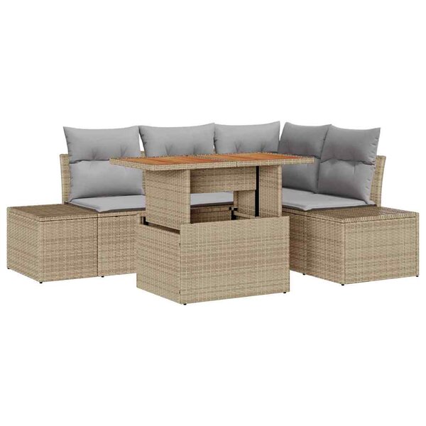 vidaXL Ensemble de canapé de jardin 5 Pièces Beige  Gris 100 x 55 x 73 cm