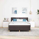 vidaXL Lit à ressorts Marron foncé et Blanc 140 x 190 cm tissu